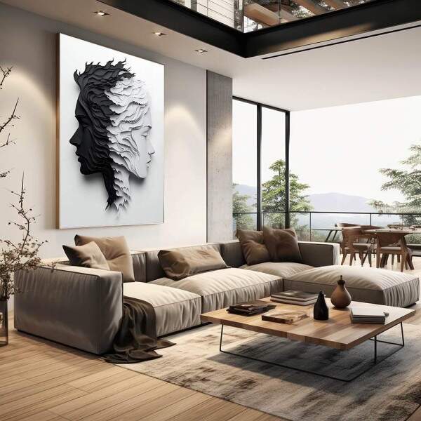 Quadro Decorativo Duas Faces Preto e Branco
