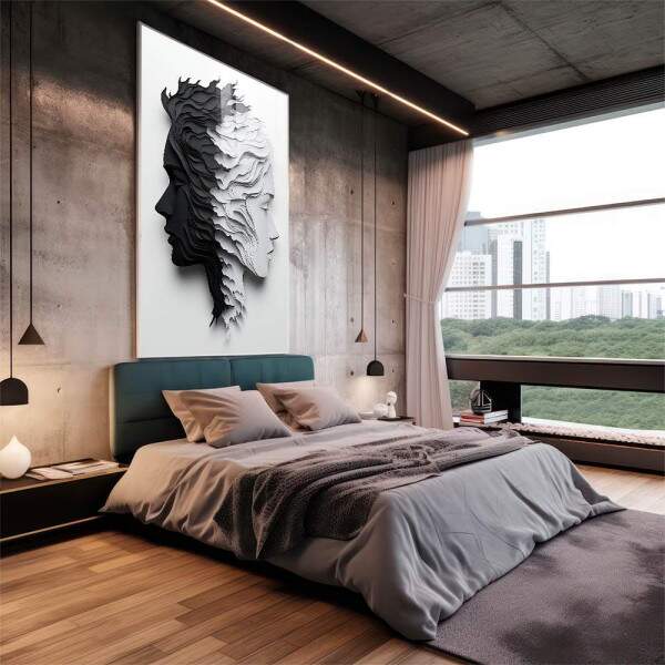 Quadro Decorativo Duas Faces Preto e Branco