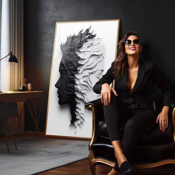 Quadro Decorativo Duas Faces Preto e Branco