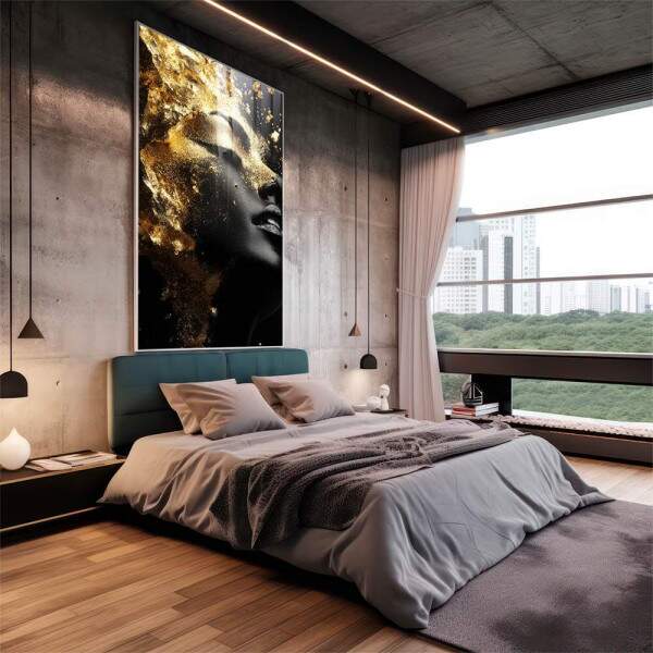 Quadro Decorativo Elegante Reflexo da Mulher Gold