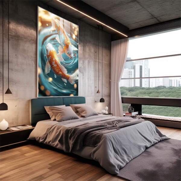 Quadro Decorativo Fluidez Das Carpas