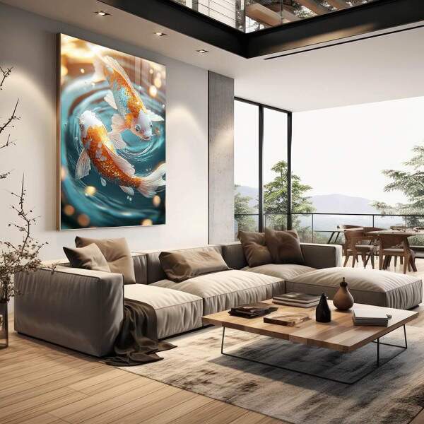 Quadro Decorativo Fluidez Das Carpas