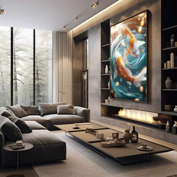 Quadro Decorativo Fluidez Das Carpas