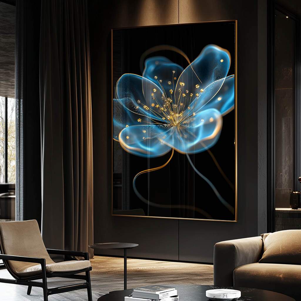 Quadro Decorativo Azul da Beleza Floral - Estilo e Elegância