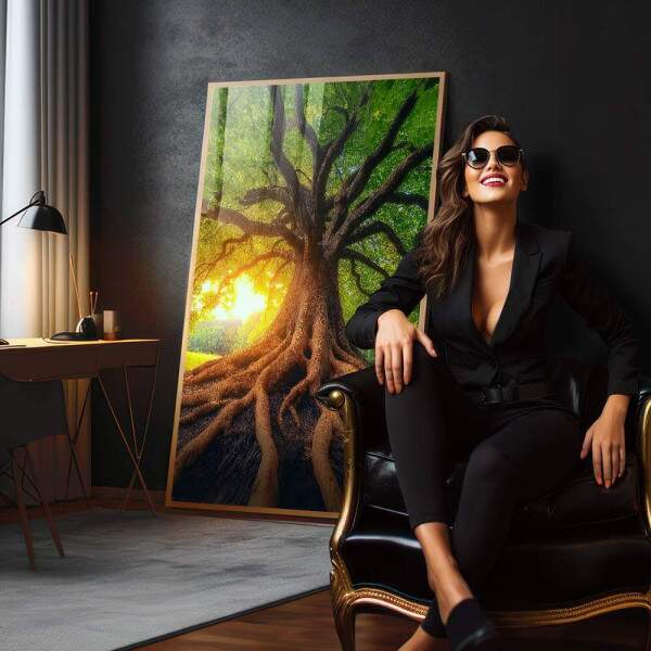 Quadro Decorativo Amanhecer da rvore da Vida Harmonia e Beleza