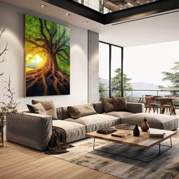 Quadro Decorativo Amanhecer da rvore da Vida Harmonia e Beleza