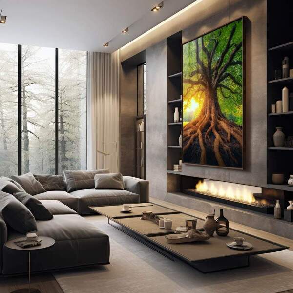 Quadro Decorativo Amanhecer da rvore da Vida Harmonia e Beleza