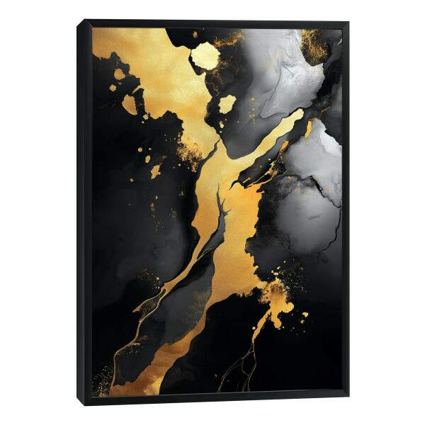 Quadro Decorativo Abstrato Luxuoso em Dourado e Preto Transforme Seu Ambiente