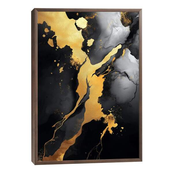 Quadro Decorativo Abstrato Luxuoso em Dourado e Preto Transforme Seu Ambiente
