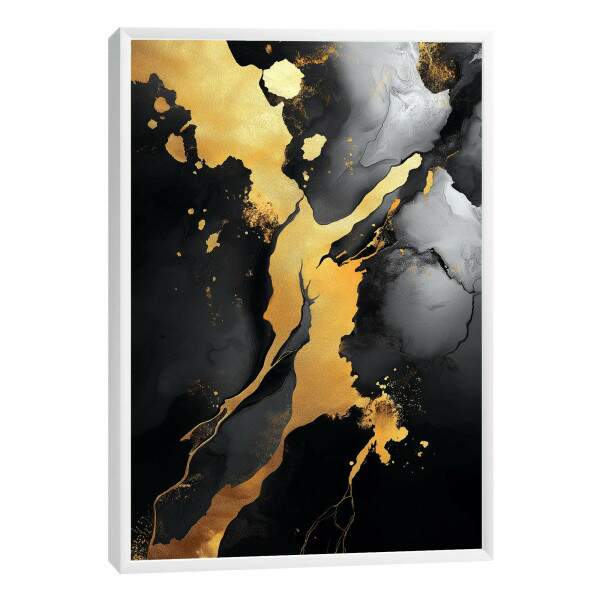 Quadro Decorativo Abstrato Luxuoso em Dourado e Preto Transforme Seu Ambiente