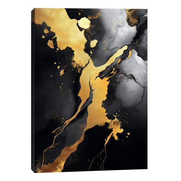 Quadro Decorativo Abstrato Luxuoso em Dourado e Preto Transforme Seu Ambiente