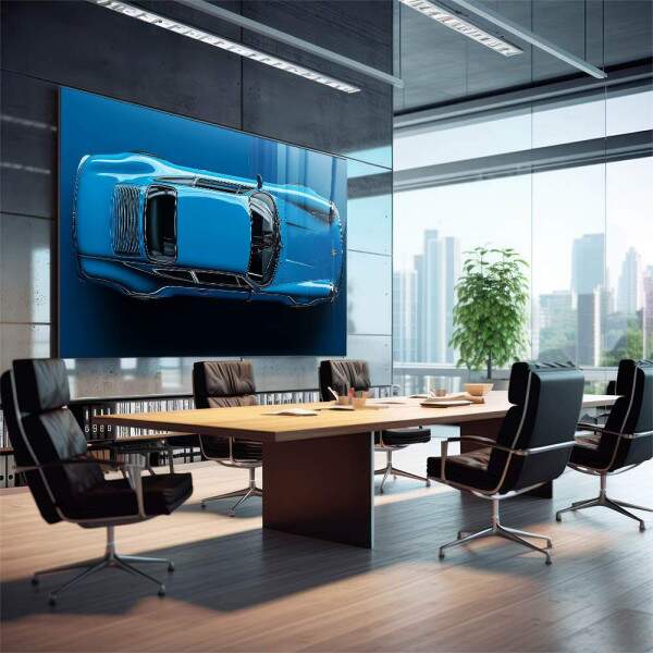 Quadro Decorativo Carro Esportivo em Azul Vibrante - Elegncia e Velocidade