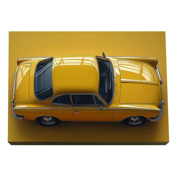 Quadro Decorativo Vintage - Carro Amarelo Vibrante para Decorao Elegante