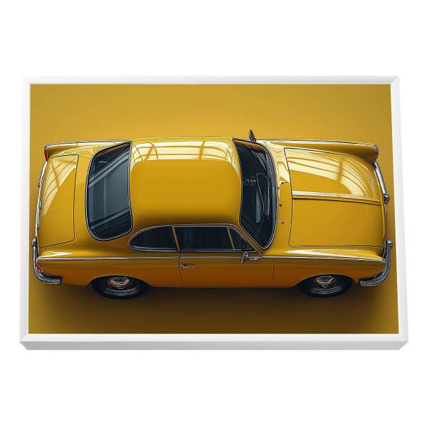 Quadro Decorativo Vintage - Carro Amarelo Vibrante para Decorao Elegante