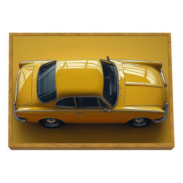 Quadro Decorativo Vintage - Carro Amarelo Vibrante para Decorao Elegante