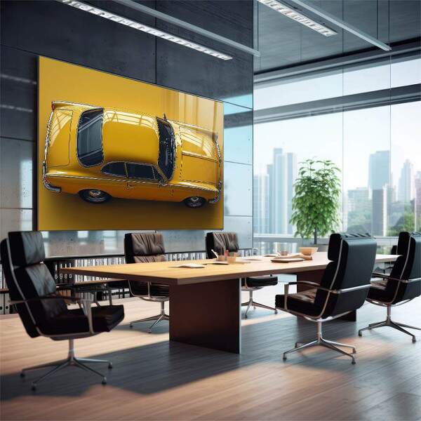 Quadro Decorativo Vintage - Carro Amarelo Vibrante para Decorao Elegante