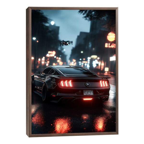 Quadro Decorativo: Noite Urbana com Carro Esportivo