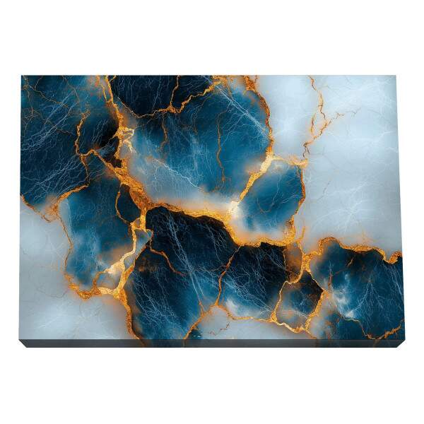 Quadro Decorativo Elegncia Azul Dourado - Arte para Ambientes Sofisticados