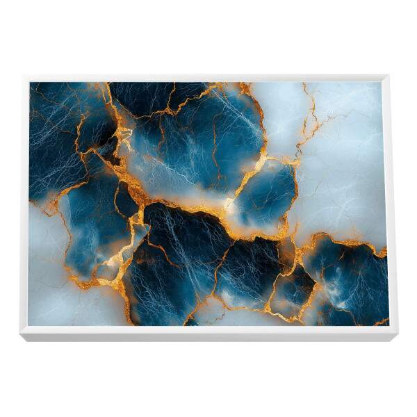 Quadro Decorativo Elegncia Azul Dourado - Arte para Ambientes Sofisticados