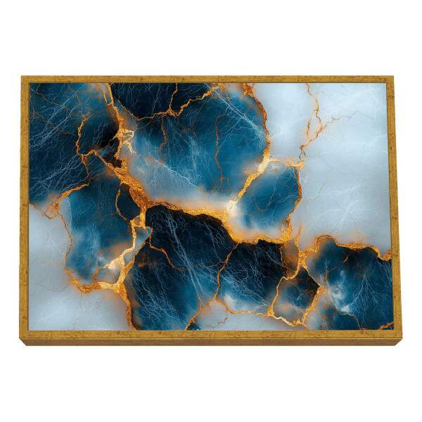 Quadro Decorativo Elegncia Azul Dourado - Arte para Ambientes Sofisticados