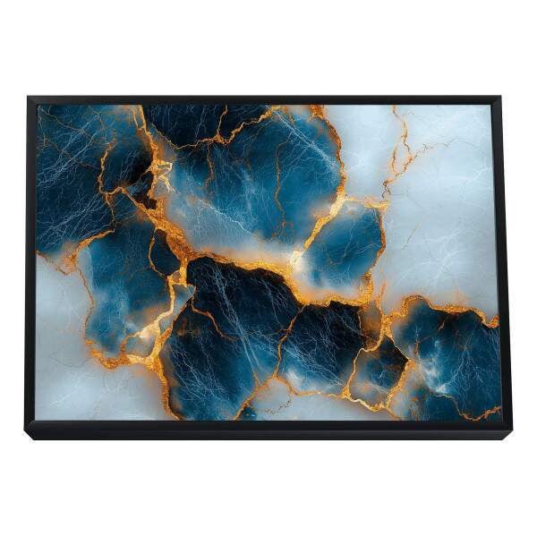 Quadro Decorativo Elegncia Azul Dourado - Arte para Ambientes Sofisticados