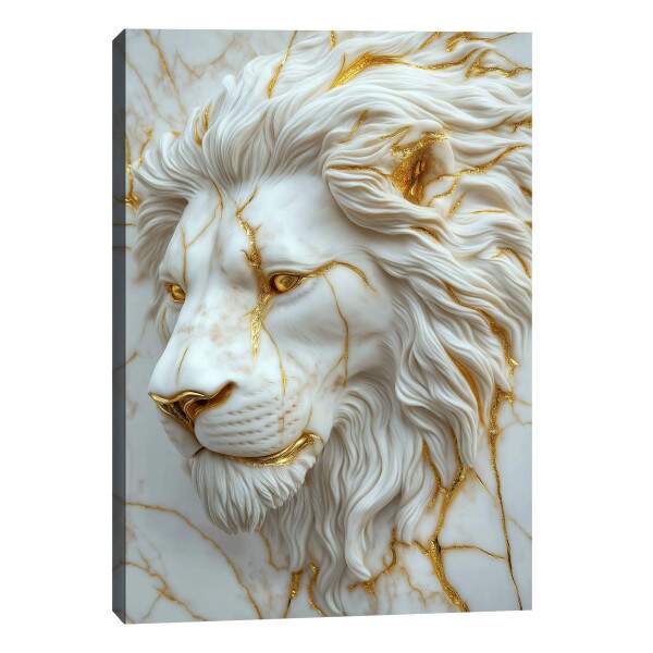 Leo Majestoso em Relevo: Quadro Decorativo Sofisticado