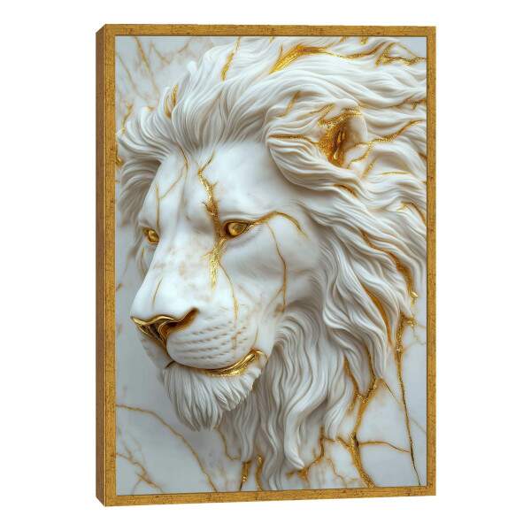 Leo Majestoso em Relevo: Quadro Decorativo Sofisticado