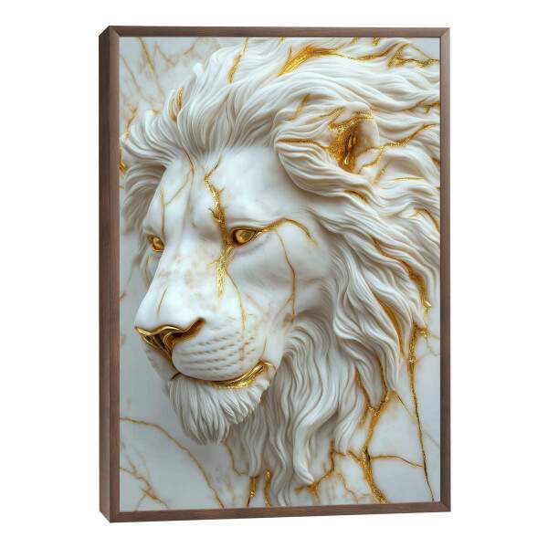 Leo Majestoso em Relevo: Quadro Decorativo Sofisticado