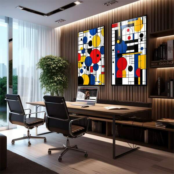 Quadro Decorativo Abstrato Geomtrico - Energia e Harmonia para Seu Espao