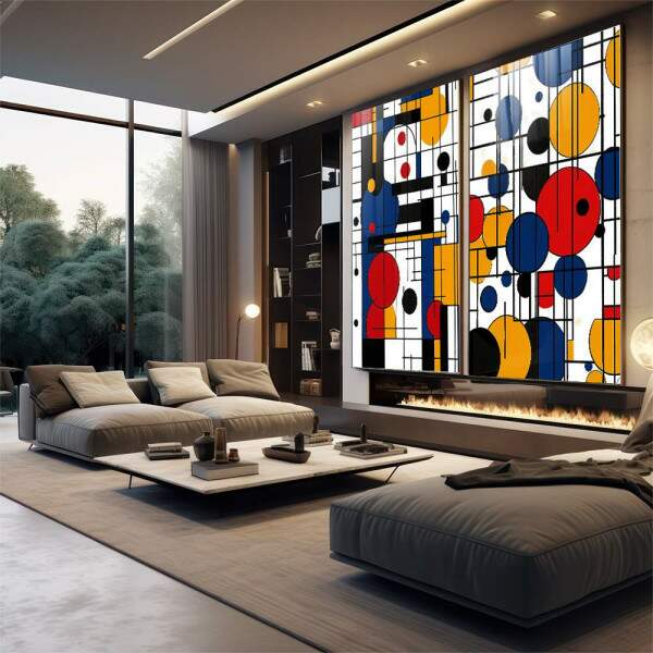 Quadro Decorativo Abstrato Geomtrico - Energia e Harmonia para Seu Espao