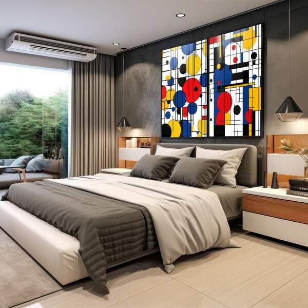 Quadro Decorativo Abstrato Geomtrico - Energia e Harmonia para Seu Espao