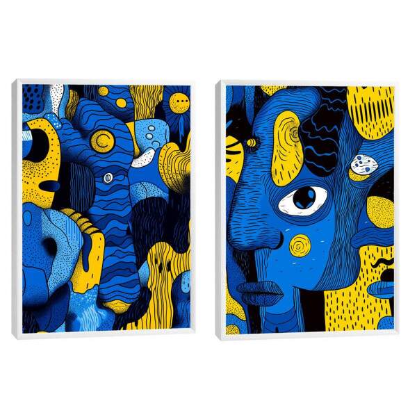 Quadro Abstrato Fludo em Azul e Amarelo - Arte para Transformar Seu Ambiente