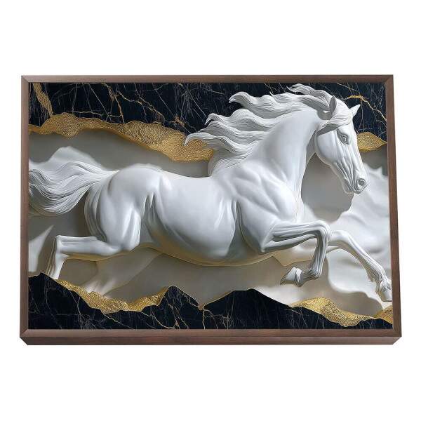 Escultura de Cavalo Branco em Movimento - Elegncia e Fora