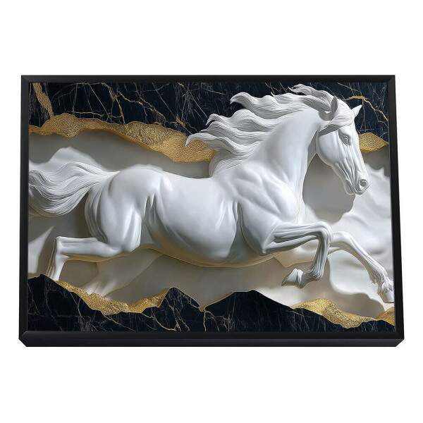 Escultura de Cavalo Branco em Movimento - Elegncia e Fora