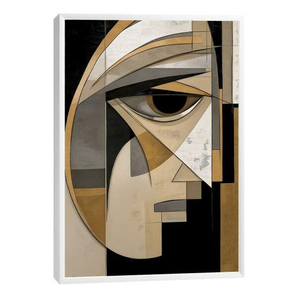 Quadro Abstrato \'Olhar Enigmtico\' em Dourado