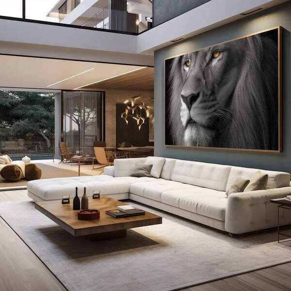 Quadro Decorativo - Leo em Preto e Branco