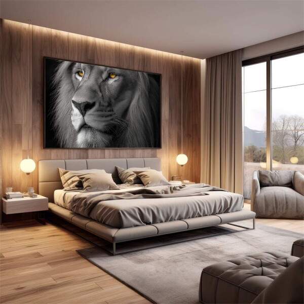 Quadro Decorativo - Leo em Preto e Branco