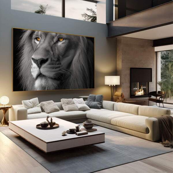Quadro Decorativo - Leo em Preto e Branco