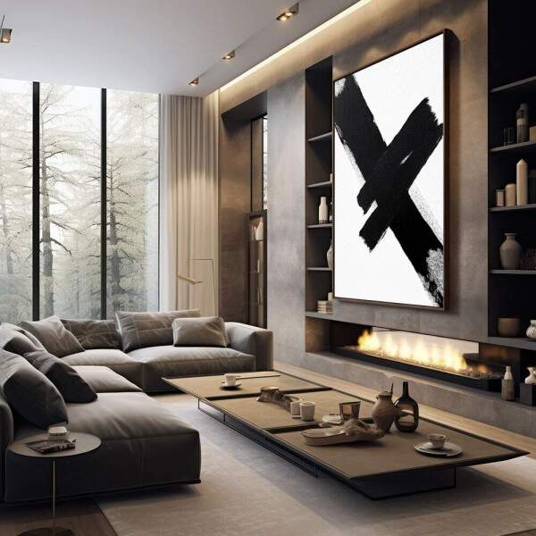 Abstrato de Ousadia em Preto e Branco
