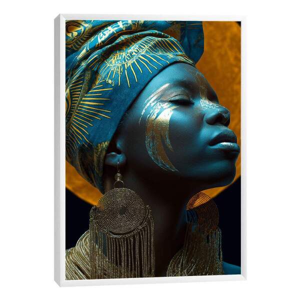 Elegncia Azul: Quadro Feminino Abstrato