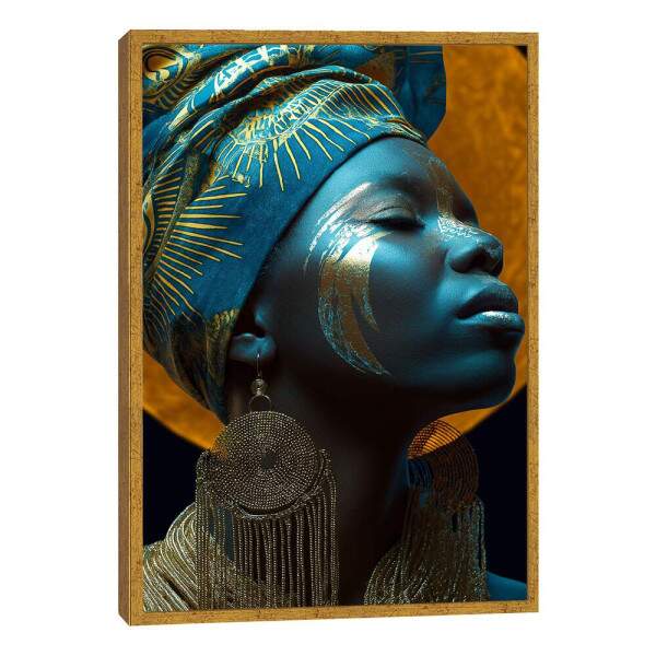 Elegncia Azul: Quadro Feminino Abstrato