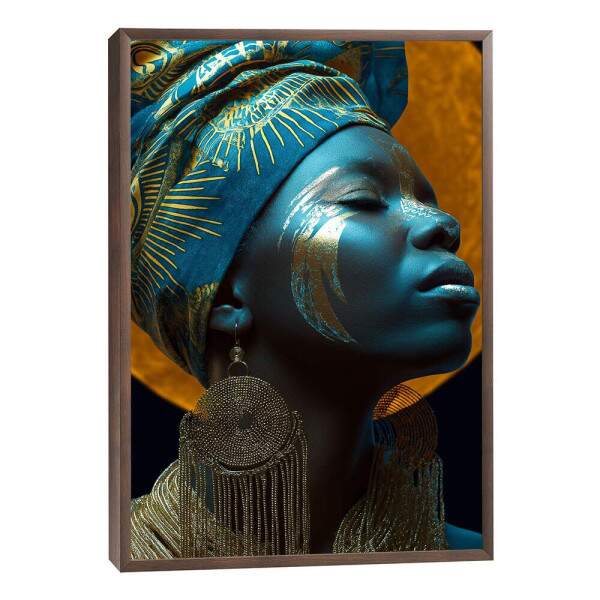Elegncia Azul: Quadro Feminino Abstrato