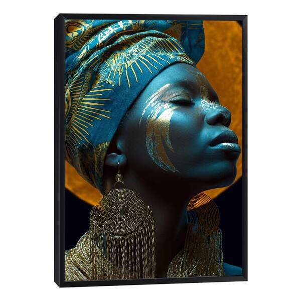 Elegncia Azul: Quadro Feminino Abstrato