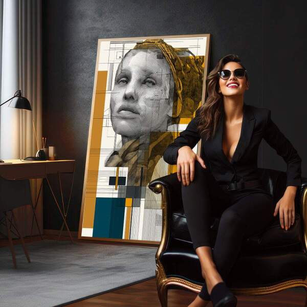 Quadro Decorativo - Retrato Feminino Luz e Reflexo