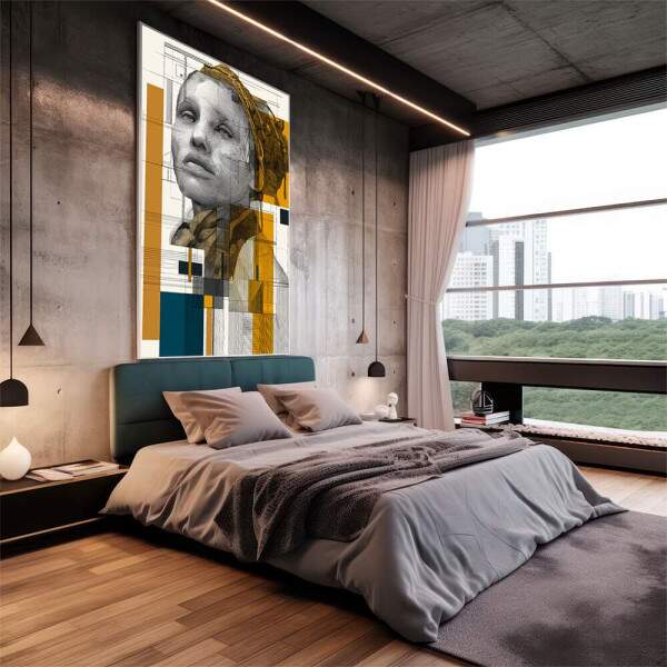 Quadro Decorativo - Retrato Feminino Luz e Reflexo