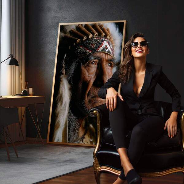 Quadro Decorativo - Retrato de Sabedoria Indgena