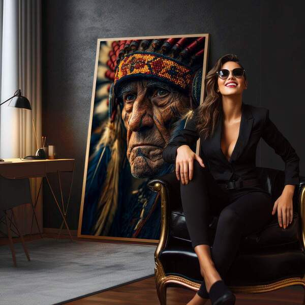 Quadro Decorativo - O Lder Indgena em Arte