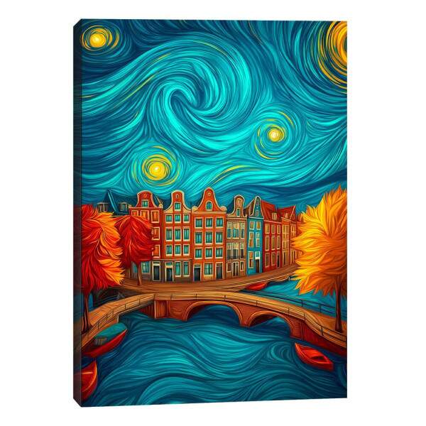 Quadro Decorativo Cidade Sob o Cu Noturno