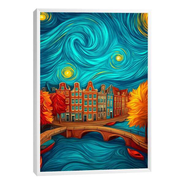 Quadro Decorativo Cidade Sob o Cu Noturno