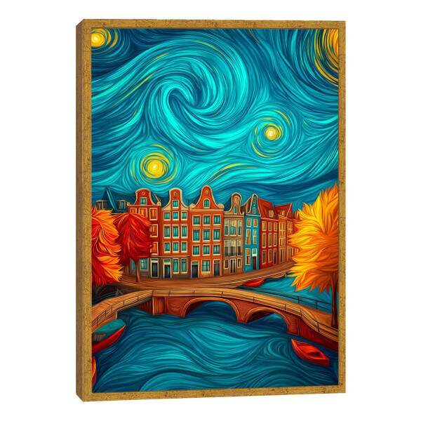 Quadro Decorativo Cidade Sob o Cu Noturno